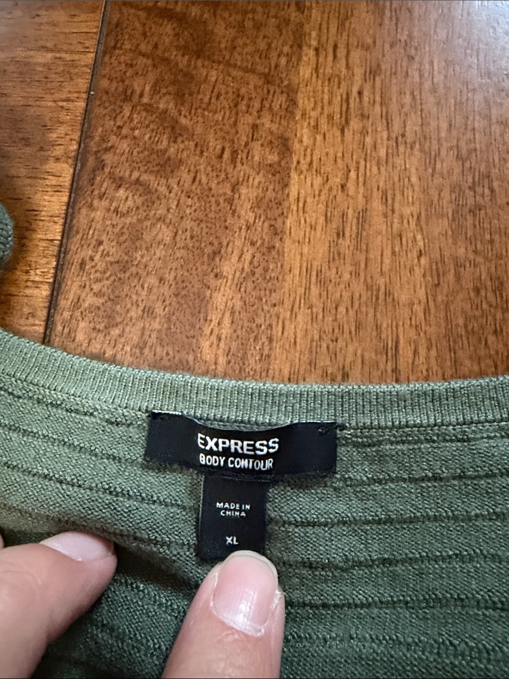 Express Olive Green Ribbed Dress - Picture 2 of 5